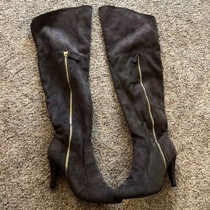 Gray over the knee boot